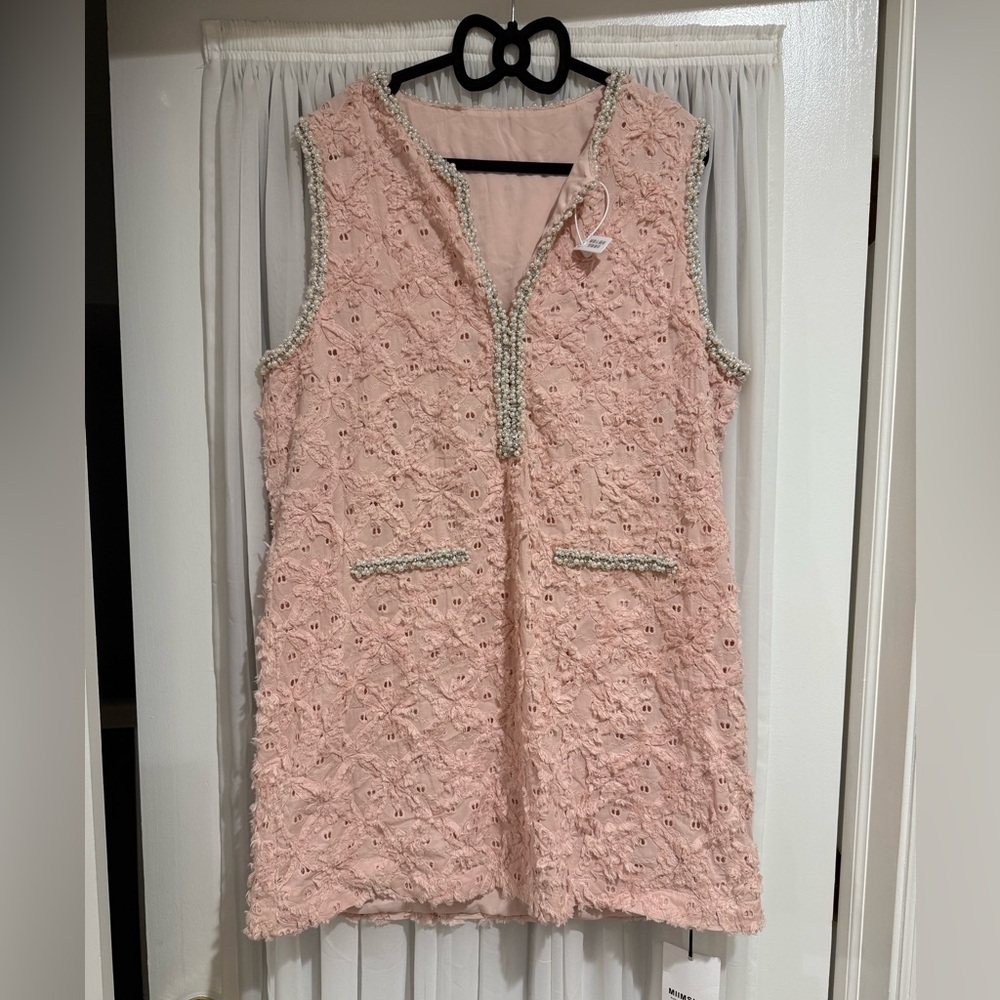 Pink Sleeveless Textured Dress